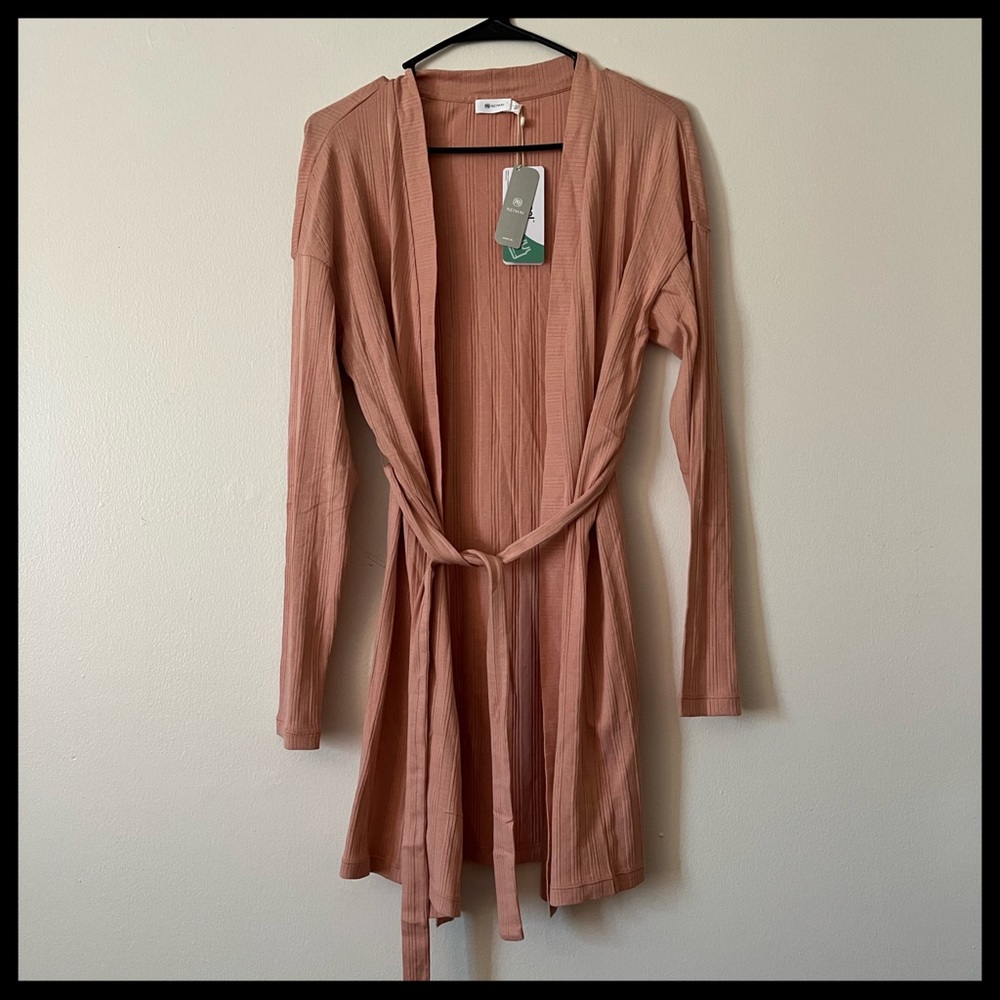 NWT neiwai ribbed cardigan coral